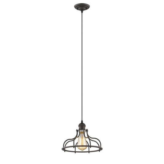 JAXON Industrial-style 1 Light Rubbed Bronze Ceiling Mini Pendant 10" Wide