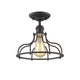 JAXON Industrial-style 1 Light Rubbed Bronze Semi-flush Ceiling Fixture 10" Wide