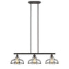 JAXON Industrial-style 3 Light Rubbed Bronze Island Hanging Fixture 37" Wide