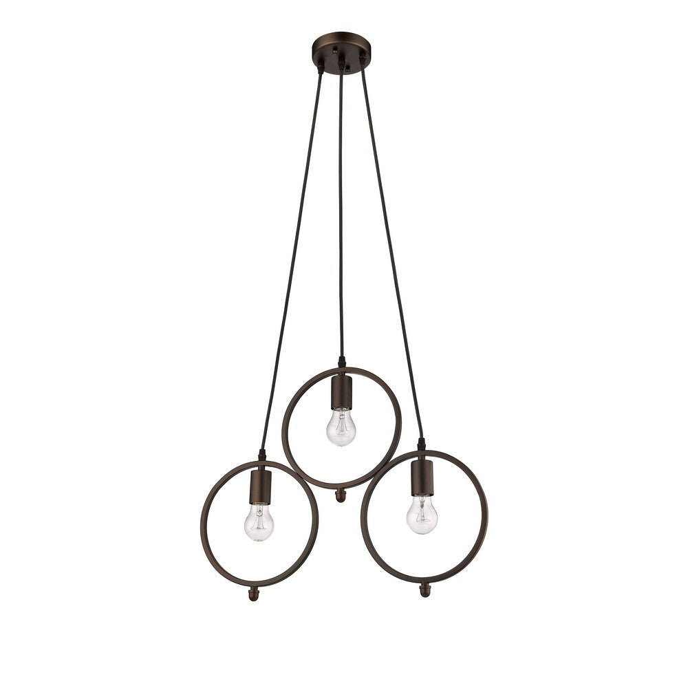 Lighting IRONCLAD Industrial 3 Light Rubbed Bronze Ceiling Pendant 21.5’’ Wide CHL-CH2D005RB22-DP3