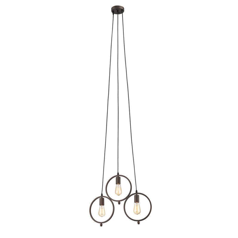 Lighting IRONCLAD Industrial 3 Light Rubbed Bronze Ceiling Pendant 21.5’’ Wide CHL-CH2D005RB22-DP3