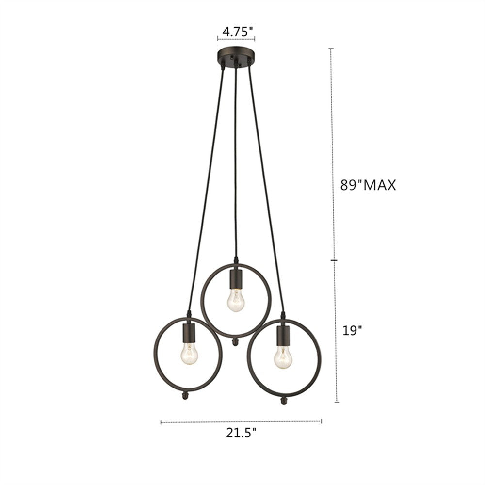 Lighting IRONCLAD Industrial 3 Light Rubbed Bronze Ceiling Pendant 21.5’’ Wide CHL-CH2D005RB22-DP3
