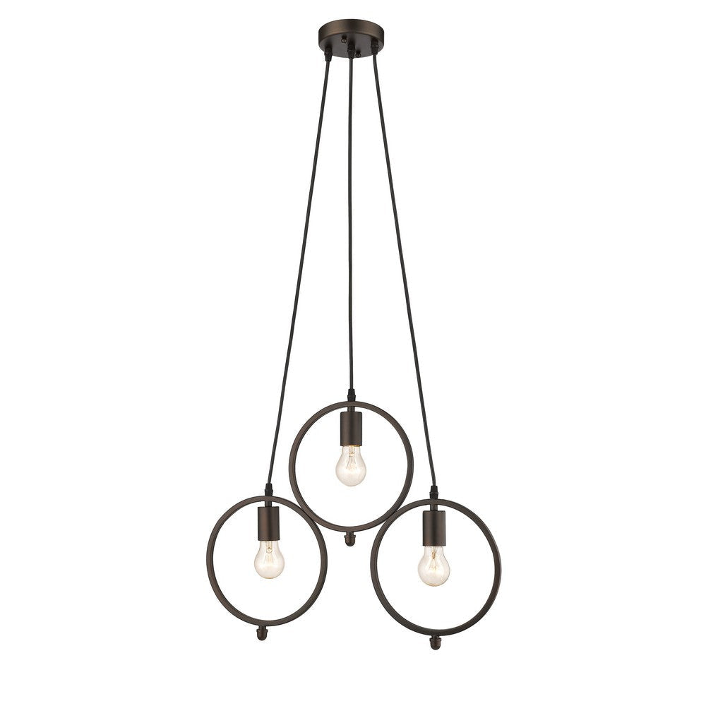 Lighting IRONCLAD Industrial 3 Light Rubbed Bronze Ceiling Pendant 21.5" Wide
