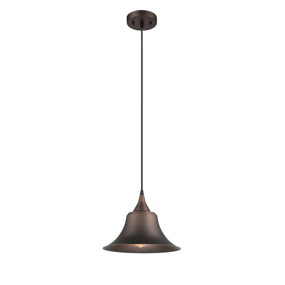 Lighting IRONCLAD Industrial 1 Light Rubbed Bronze Mini Ceiling Pendant 11.5" Wide