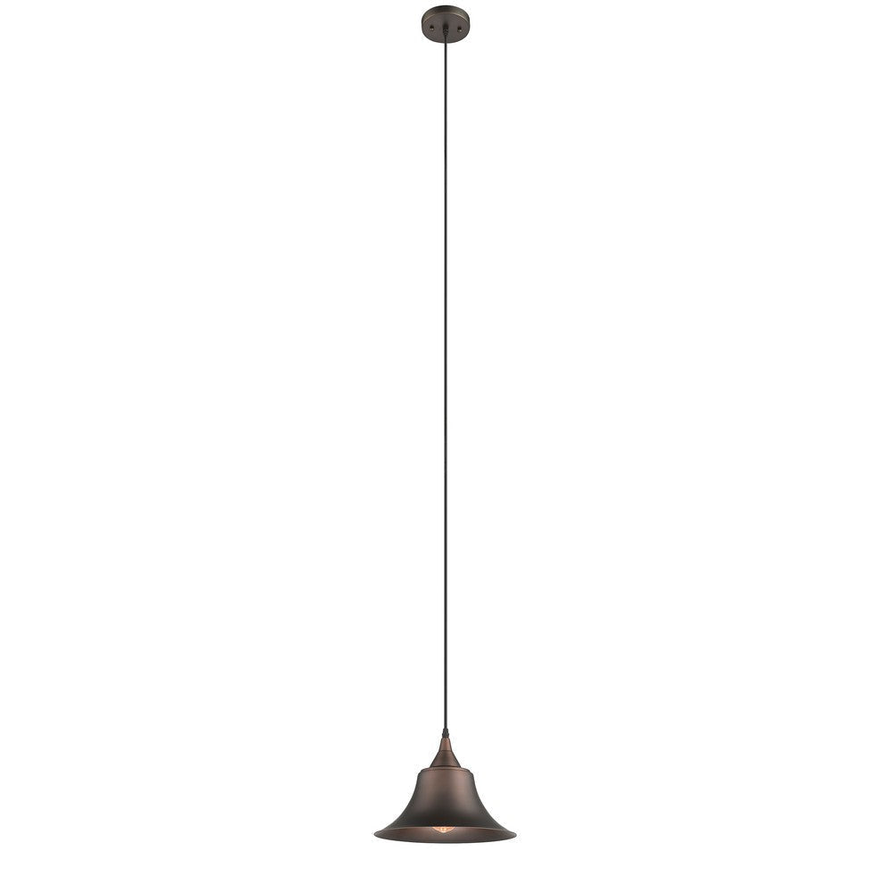 Lighting IRONCLAD Industrial 1 Light Rubbed Bronze Mini Ceiling Pendant 11.5’’ Wide CHL-CH2D006RB12-DP1