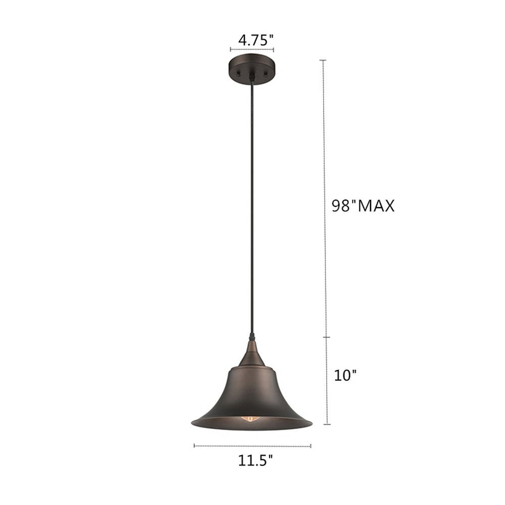 Lighting IRONCLAD Industrial 1 Light Rubbed Bronze Mini Ceiling Pendant 11.5’’ Wide CHL-CH2D006RB12-DP1