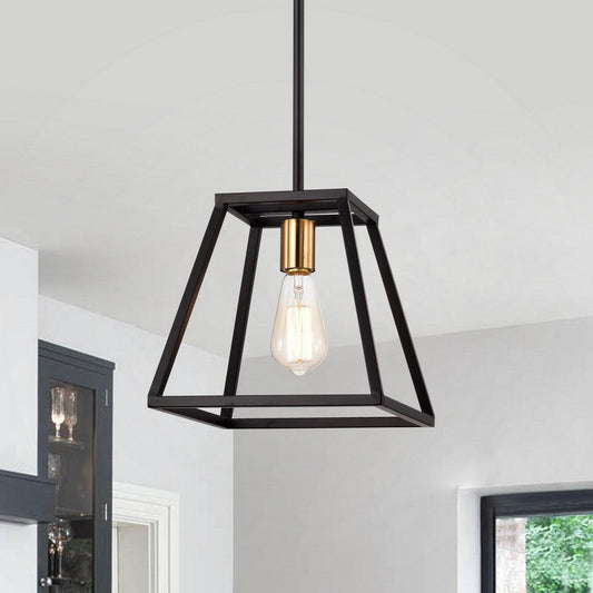 Chloe Lighting Ironclad Industrial 1 Light Textured Black Mini Pendant Ceiling Fixture 10" Wide