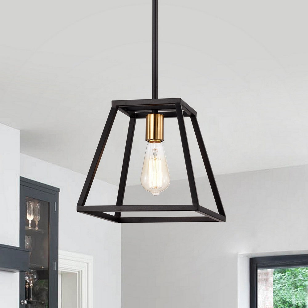 Chloe Lighting Ironclad Industrial 1 Light Textured Black Mini Pendant Ceiling Fixture 10" Wide