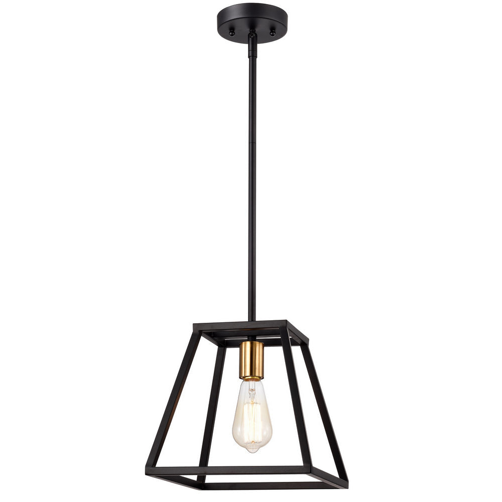 Chloe Lighting Ironclad Industrial 1 Light Textured Black Mini Pendant Ceiling Fixture 10" Wide