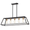 Chloe Lighting Ironclad Industrial 5 Light Textured Black Island Pendant Ceiling Fixture 38" Wide