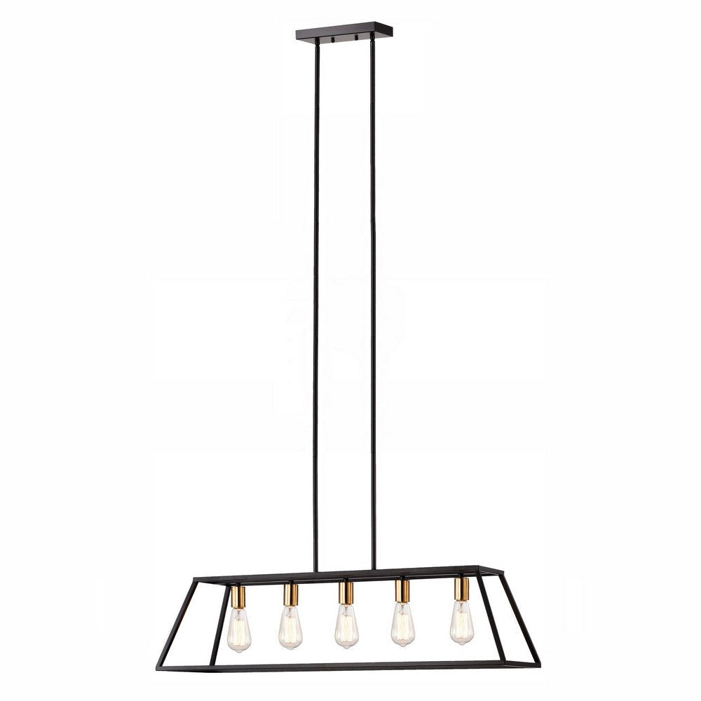 Chloe Lighting Ironclad Industrial 5 Light Textured Black Island Pendant Ceiling Fixture 38’’ Wide CHL-CH2D008BK38-IL5