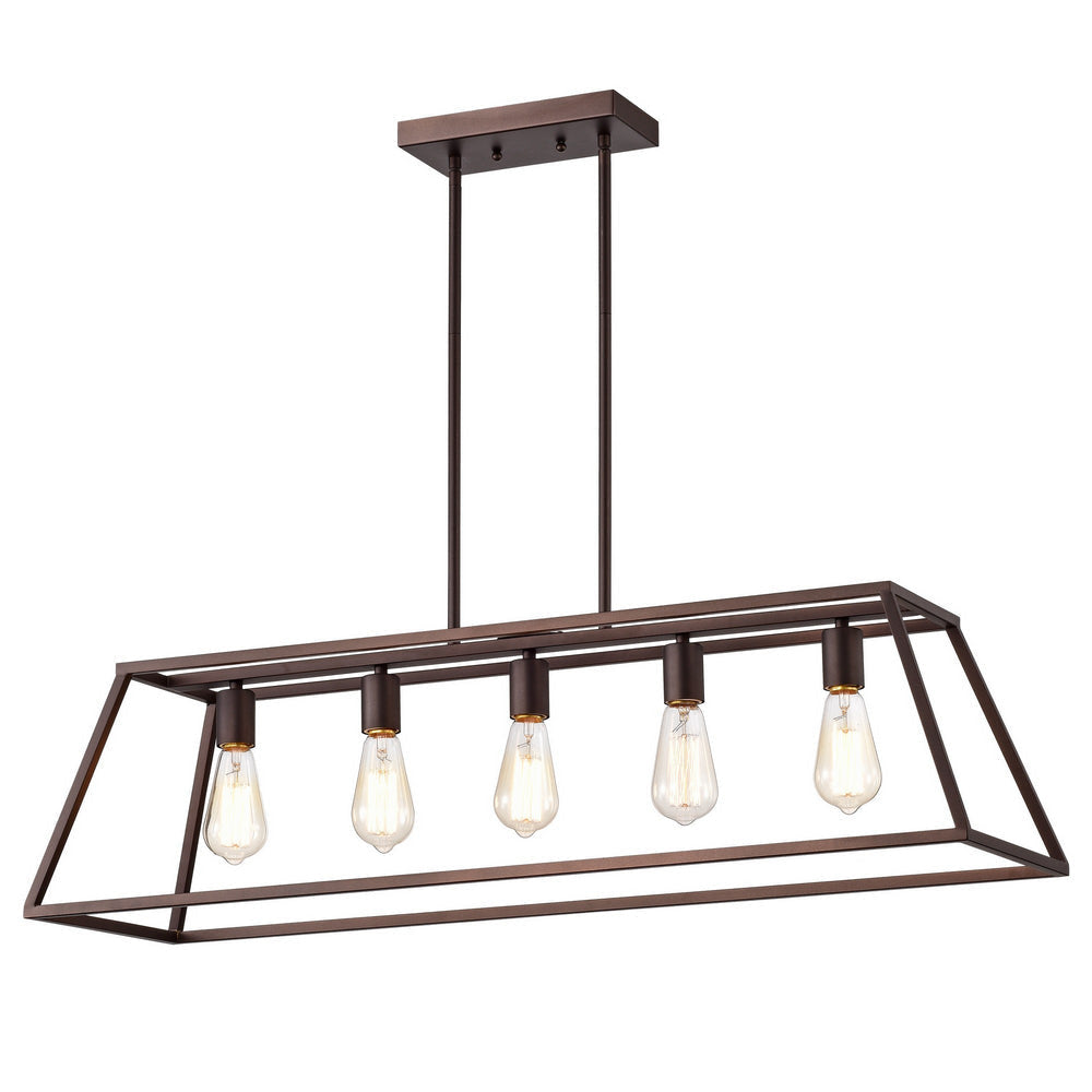 Ironclad Industrial 5 Light Oil Rubbed Bronze Island Pendant Ceiling Fixture 38" Wide