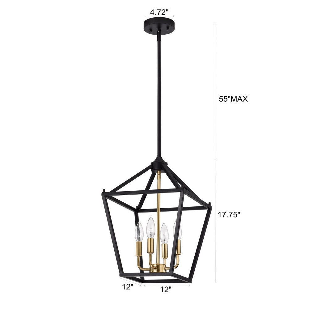 Chloe Lighting Ironclad Industrial 4 Light Textured Black Inverted Pendant Ceiling Fixture 12’’ Wide CHL-CH2D010BK12-UP4