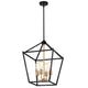 Chloe Lighting Ironclad Industrial 4 Light Textured Black Inverted Pendant Ceiling Fixture 16" Wide