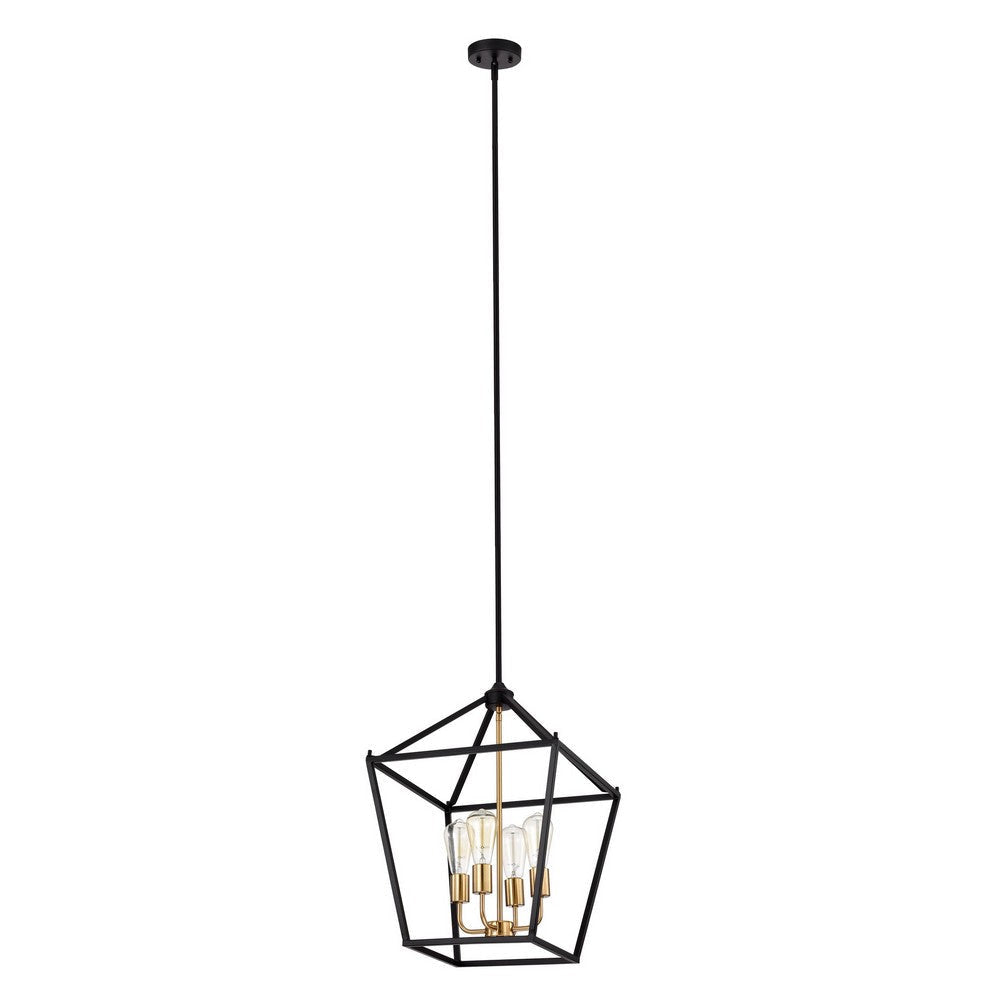 Chloe Lighting Ironclad Industrial 4 Light Textured Black Inverted Pendant Ceiling Fixture 16’’ Wide CHL-CH2D010BK16-UP4