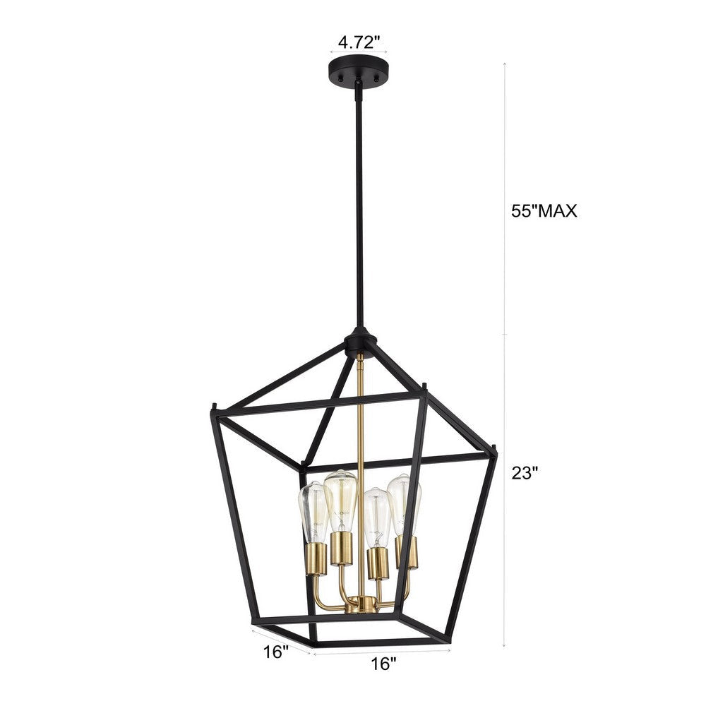 Chloe Lighting Ironclad Industrial 4 Light Textured Black Inverted Pendant Ceiling Fixture 16’’ Wide CHL-CH2D010BK16-UP4