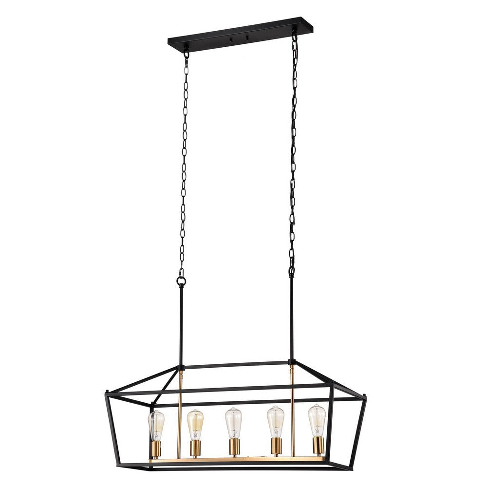 Chloe Lighting Ironclad Industrial 5 Light Textured Black Island Pendant Ceiling Fixture 36’’ Wide CHL-CH2D010BK36-IL5