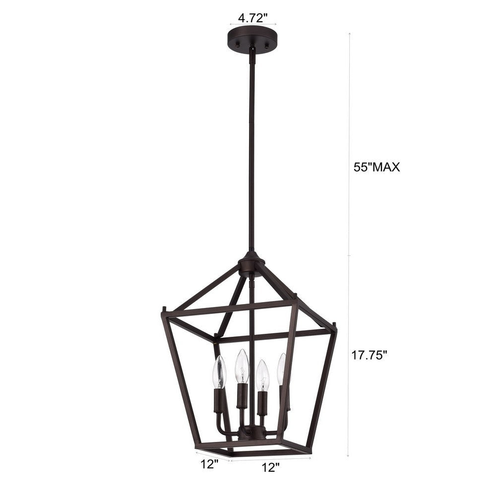 Ironclad Industrial 4 Light Oil Rubbed Bronze Inverted Pendant Ceiling Fixture 12’’ Wide CHL-CH2D010RB12-UP4