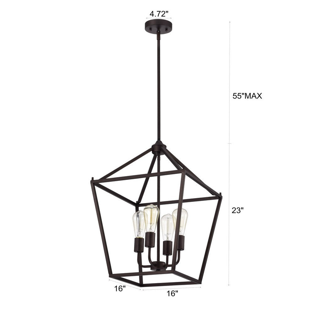 Ironclad Industrial 4 Light Oil Rubbed Bronze Inverted Pendant Ceiling Fixture 16’’ Wide CHL-CH2D010RB16-UP4