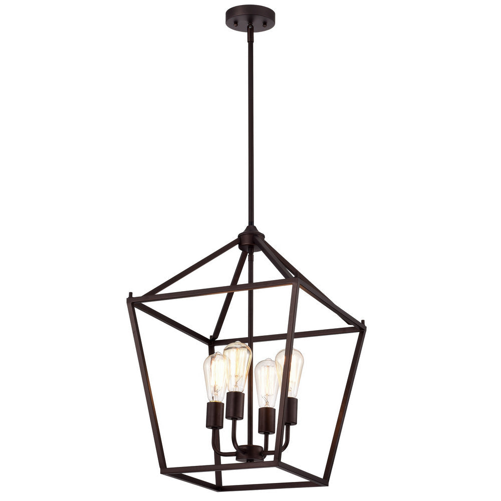 Ironclad Industrial 4 Light Oil Rubbed Bronze Inverted Pendant Ceiling Fixture 16" Wide