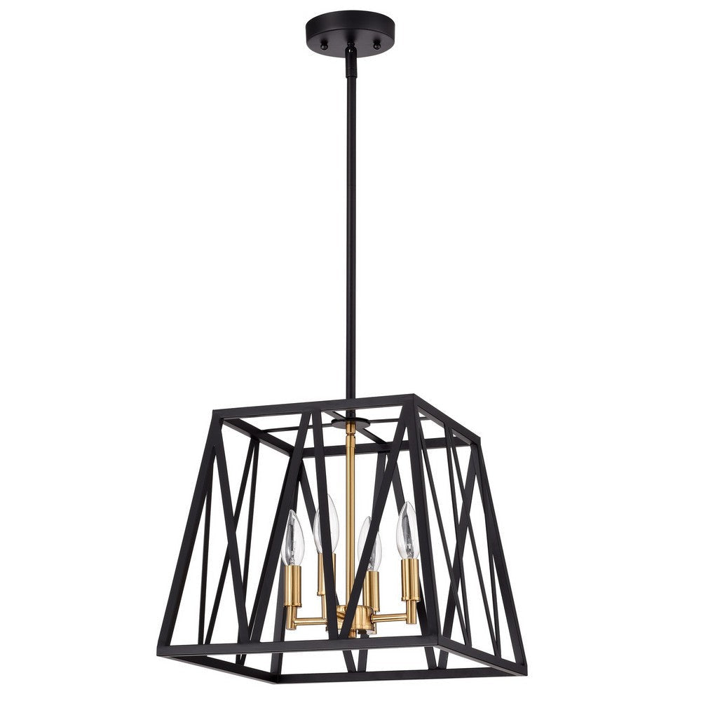 Chloe Lighting Ironclad Industrial 4 Light Textured Black Inverted Pendant Ceiling Fixture 14’’ Wide CHL-CH2D011BK14-UP4