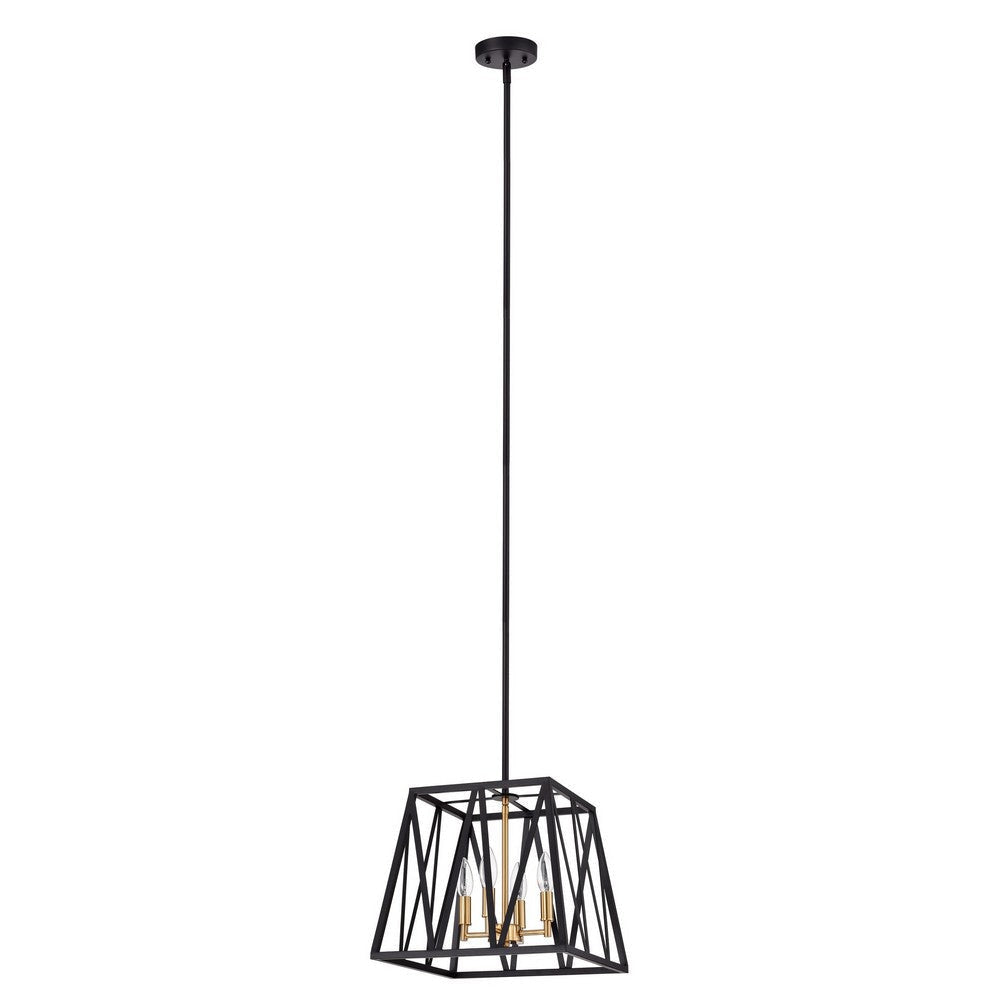 Chloe Lighting Ironclad Industrial 4 Light Textured Black Inverted Pendant Ceiling Fixture 14’’ Wide CHL-CH2D011BK14-UP4