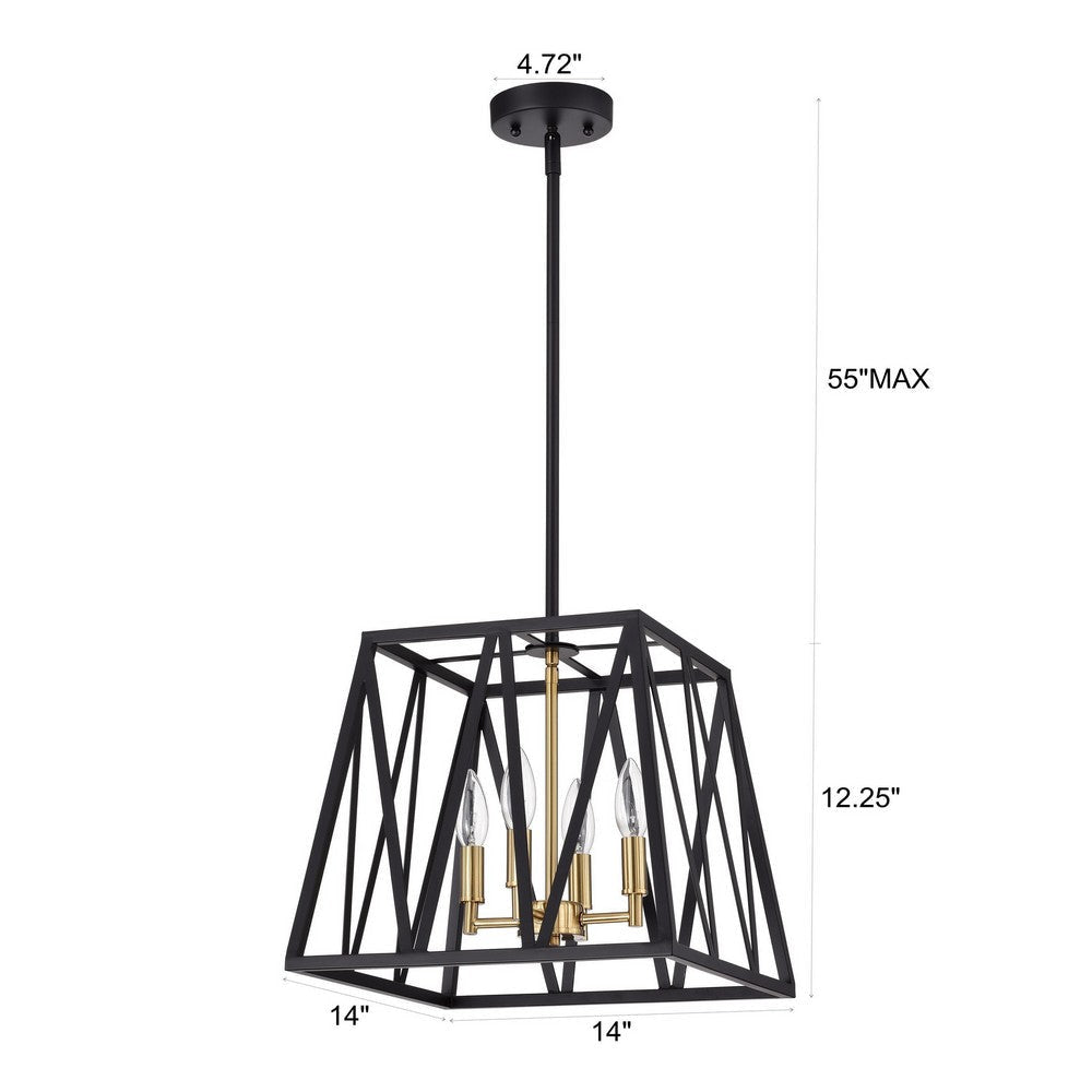 Chloe Lighting Ironclad Industrial 4 Light Textured Black Inverted Pendant Ceiling Fixture 14’’ Wide CHL-CH2D011BK14-UP4