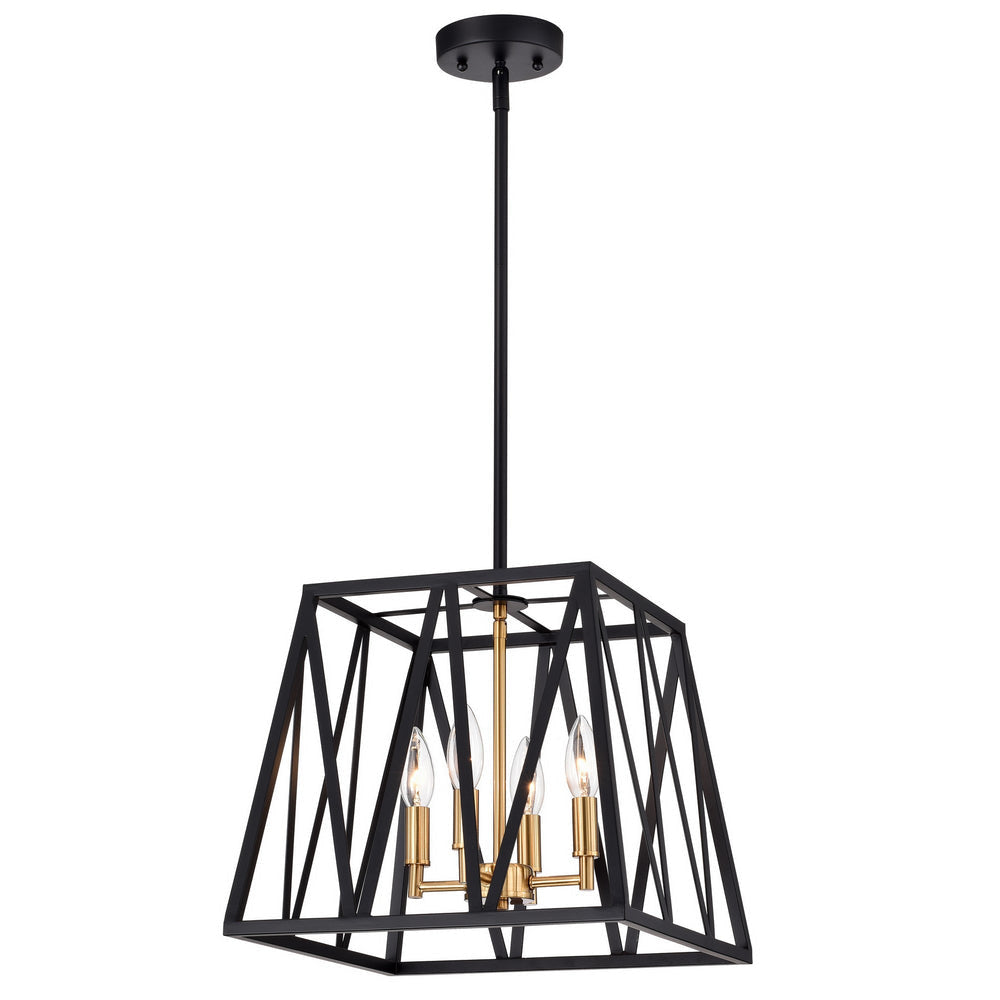 Chloe Lighting Ironclad Industrial 4 Light Textured Black Inverted Pendant Ceiling Fixture 14" Wide