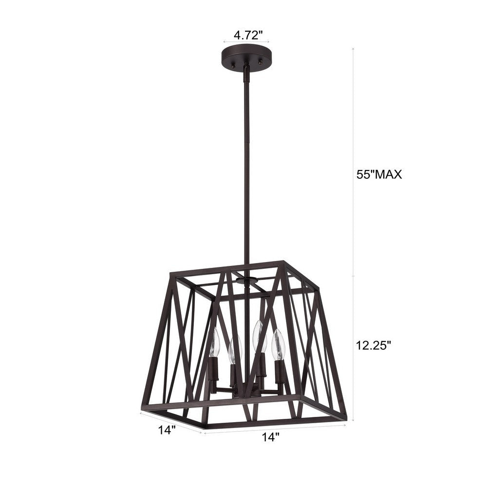 Ironclad Industrial 4 Light Oil Rubbed Bronze Inverted Pendant Ceiling Fixture 14’’ Wide CHL-CH2D011RB14-UP4