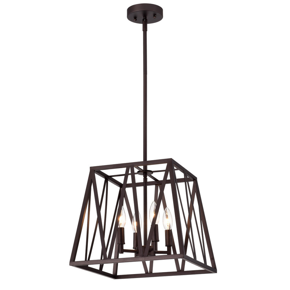 Ironclad Industrial 4 Light Oil Rubbed Bronze Inverted Pendant Ceiling Fixture 14" Wide
