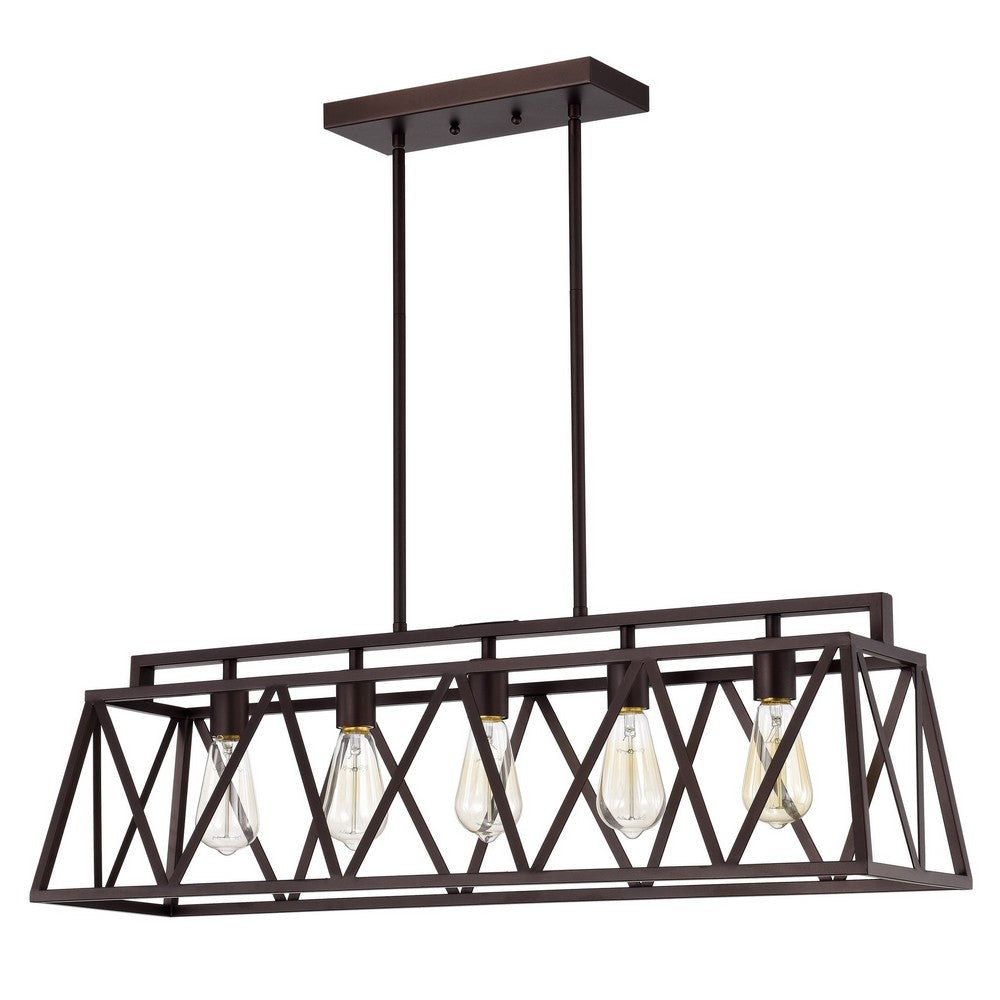 Ironclad Industrial 5 Light Oil Rubbed Bronze Island Pendant Ceiling Fixture 35’’ Wide CHL-CH2D011RB35-IL5
