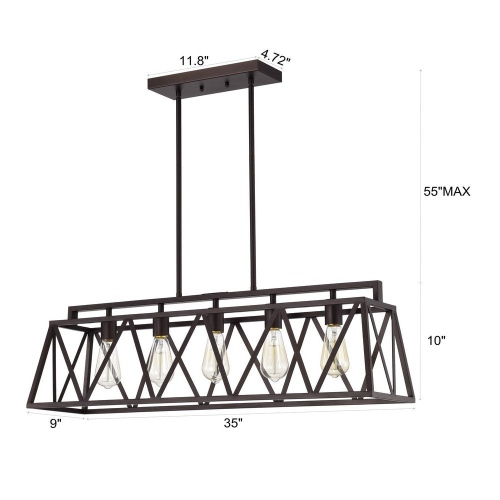 Ironclad Industrial 5 Light Oil Rubbed Bronze Island Pendant Ceiling Fixture 35’’ Wide CHL-CH2D011RB35-IL5
