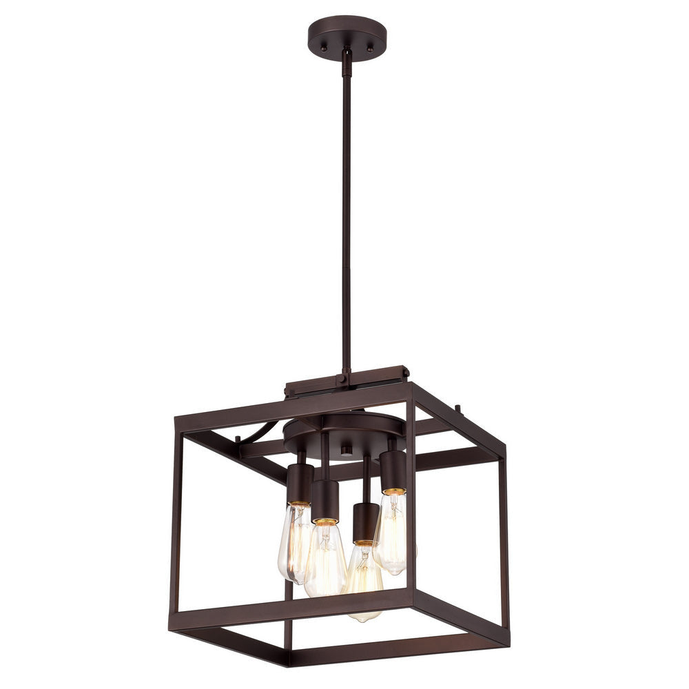 Chloe Lighting Ironclad Industrial 4 Light Oil Rubbed Bronze Large Pendant Ceiling Fixture15" Wide