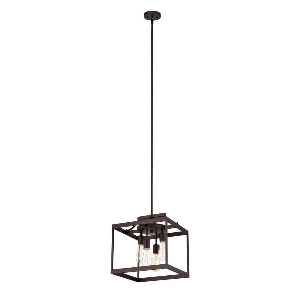 Chloe Lighting Ironclad Industrial 4 Light Oil Rubbed Bronze Large Pendant Ceiling Fixture15’’ Wide CHL-CH2D012RB15-DP4