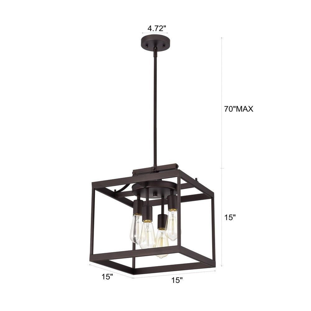 Chloe Lighting Ironclad Industrial 4 Light Oil Rubbed Bronze Large Pendant Ceiling Fixture15’’ Wide CHL-CH2D012RB15-DP4