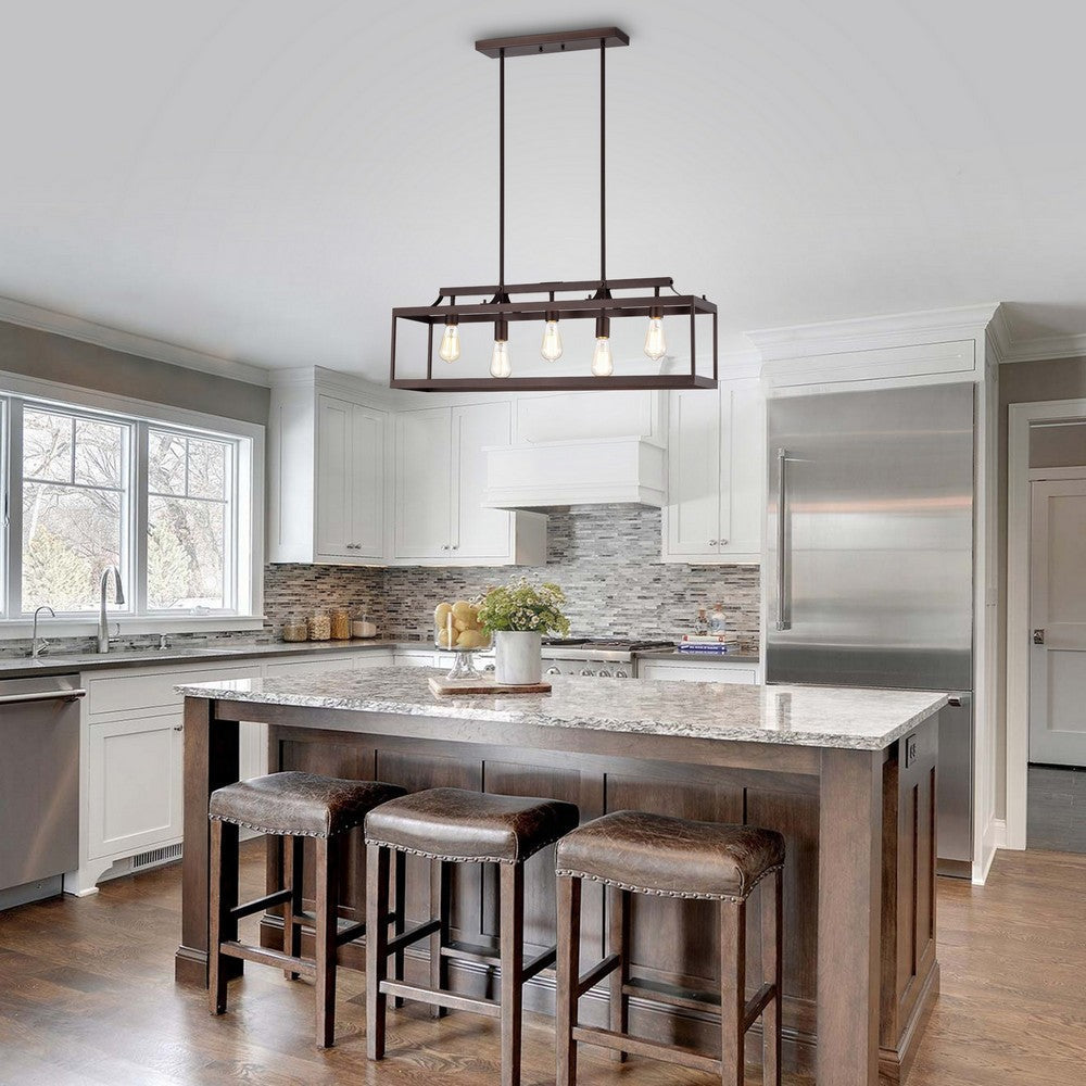 Ironclad Industrial 5 Light Oil Rubbed Bronze Island Pendant Ceiling Fixture 36’’ Wide CHL-CH2D012RB36-IL5