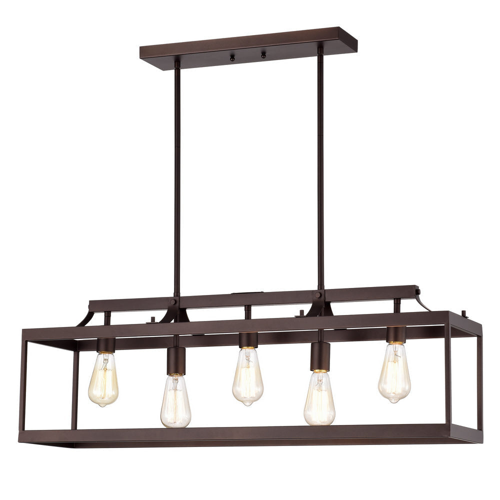 Ironclad Industrial 5 Light Oil Rubbed Bronze Island Pendant Ceiling Fixture 36" Wide