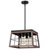 Chloe Lighting Ironclad Industrial 4 Light Ancient Wood Large Pendant Ceiling Fixture 16’’ Wide CHL-CH2D013AW16-DP4
