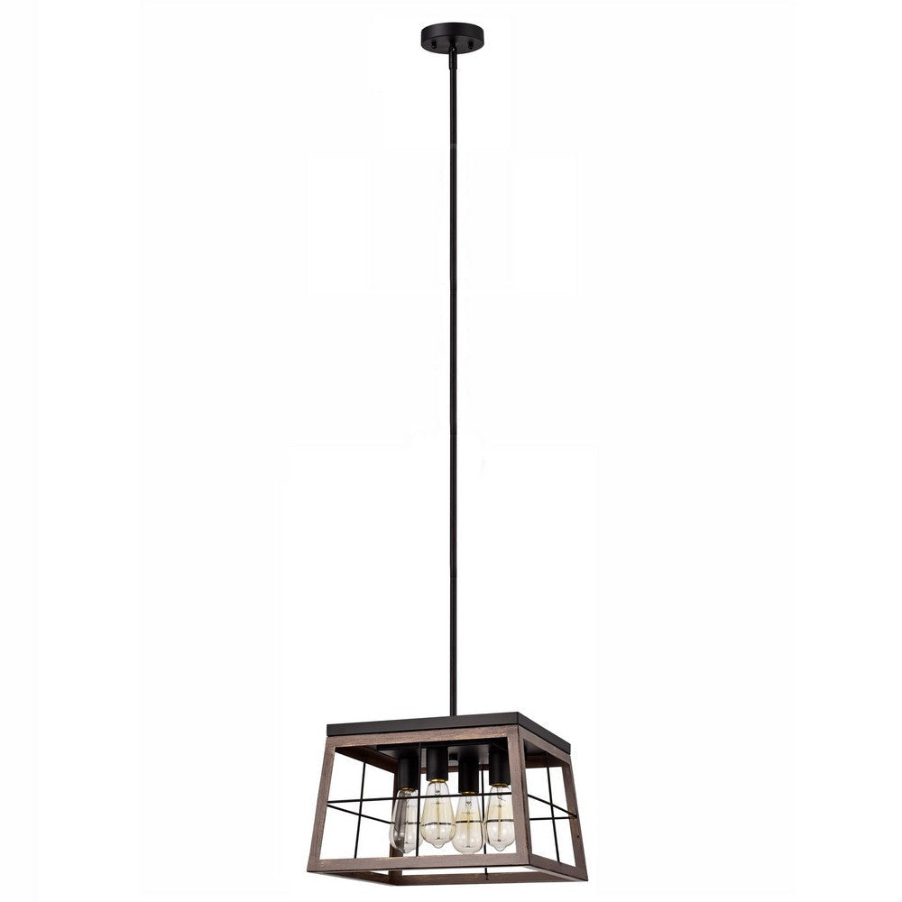 Chloe Lighting Ironclad Industrial 4 Light Ancient Wood Large Pendant Ceiling Fixture 16’’ Wide CHL-CH2D013AW16-DP4