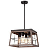 Chloe Lighting Ironclad Industrial 4 Light Ancient Wood Large Pendant Ceiling Fixture 16" Wide