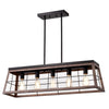 Chloe Lighting Ironclad Industrial 5 Light Ancient Wood Island Pendant Ceiling Fixture 35" Wide