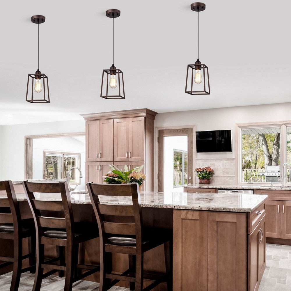 Chloe Lighting Ironclad Industrial 1 Light Oil Rubbed Bronze Mini Pendant Ceiling Fixture 6" Wide