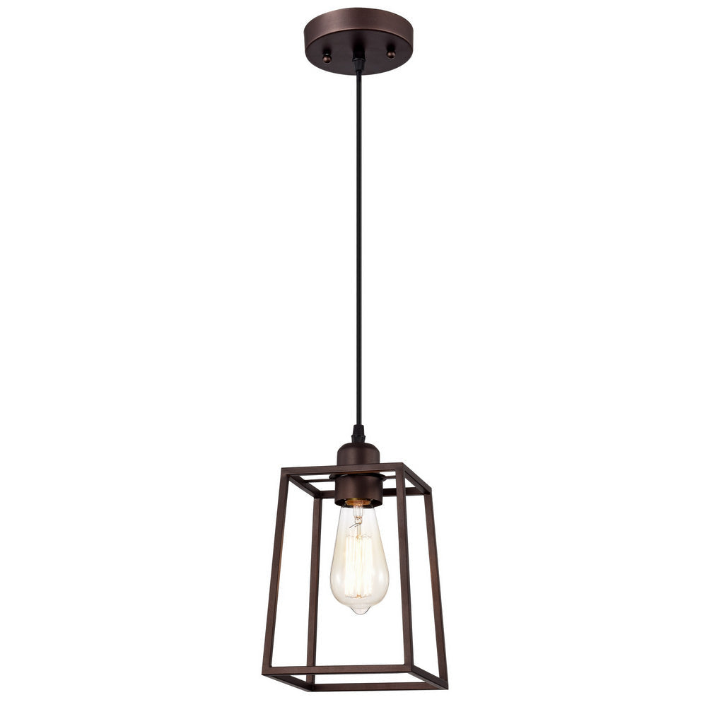 Chloe Lighting Ironclad Industrial 1 Light Oil Rubbed Bronze Mini Pendant Ceiling Fixture 6" Wide