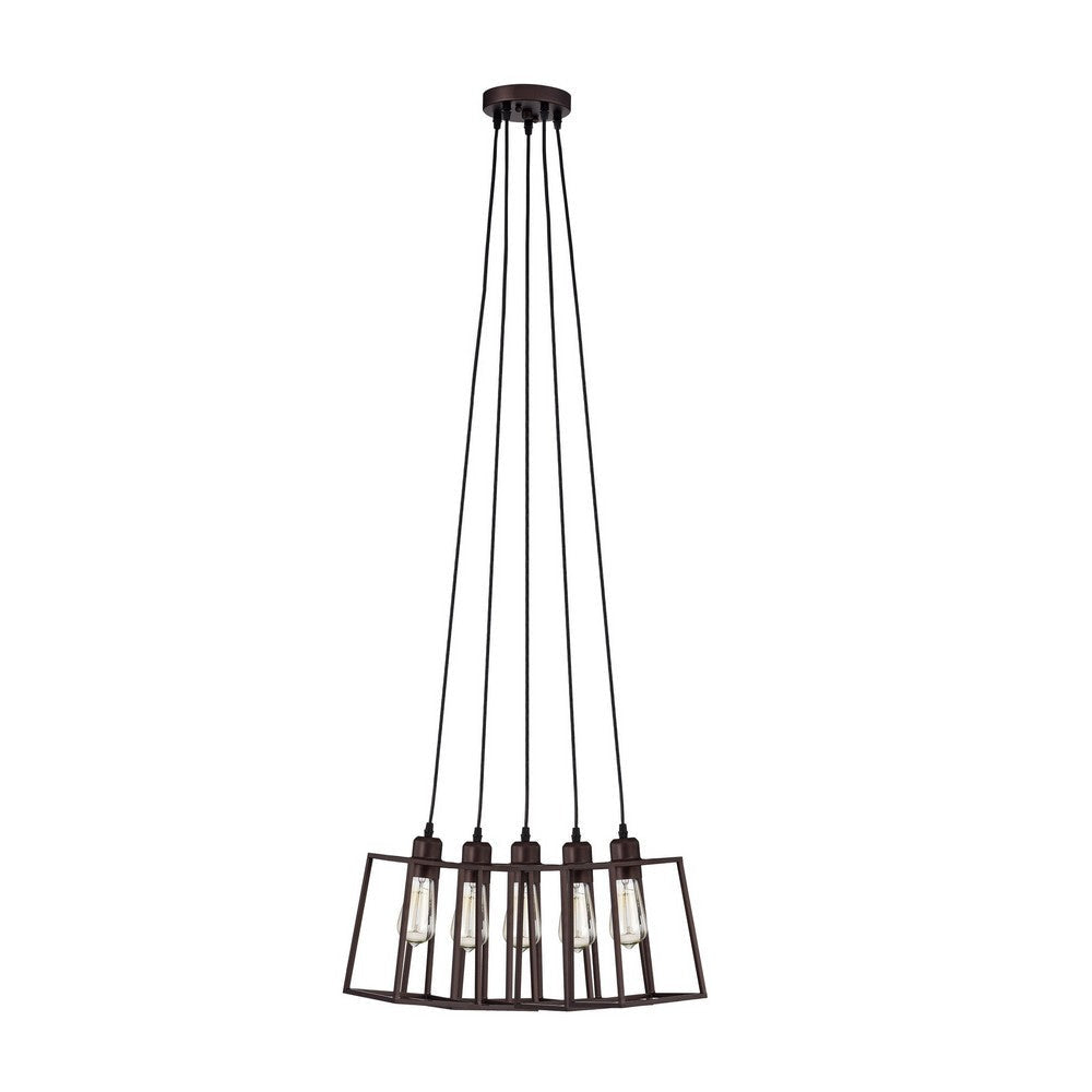 Chloe Lighting Ironclad Industrial 5 Light Oil Rubbed Bronze Large Pendant Ceiling Fixture 18’’ Wide CHL-CH2D014RB18-DP5