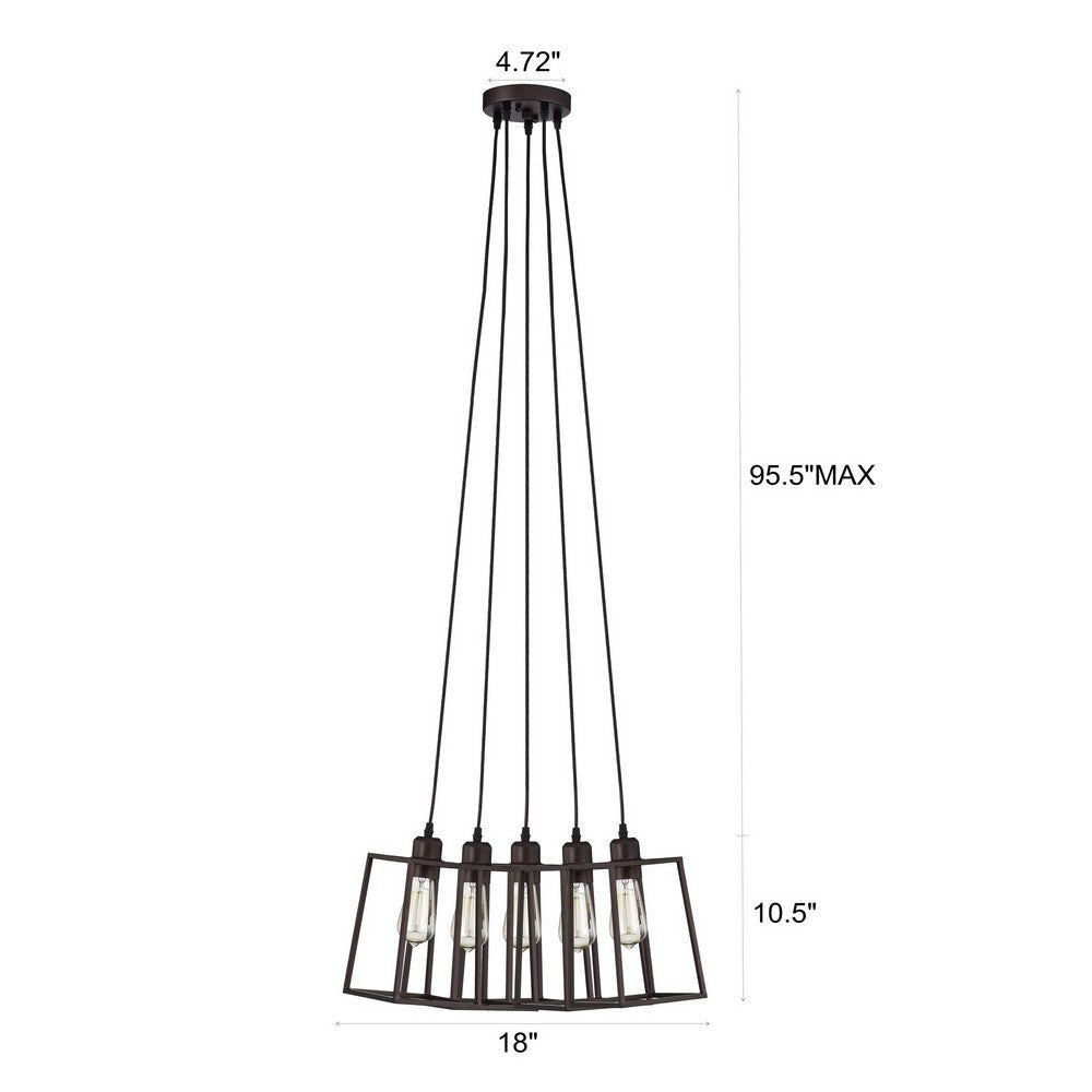 Chloe Lighting Ironclad Industrial 5 Light Oil Rubbed Bronze Large Pendant Ceiling Fixture 18’’ Wide CHL-CH2D014RB18-DP5