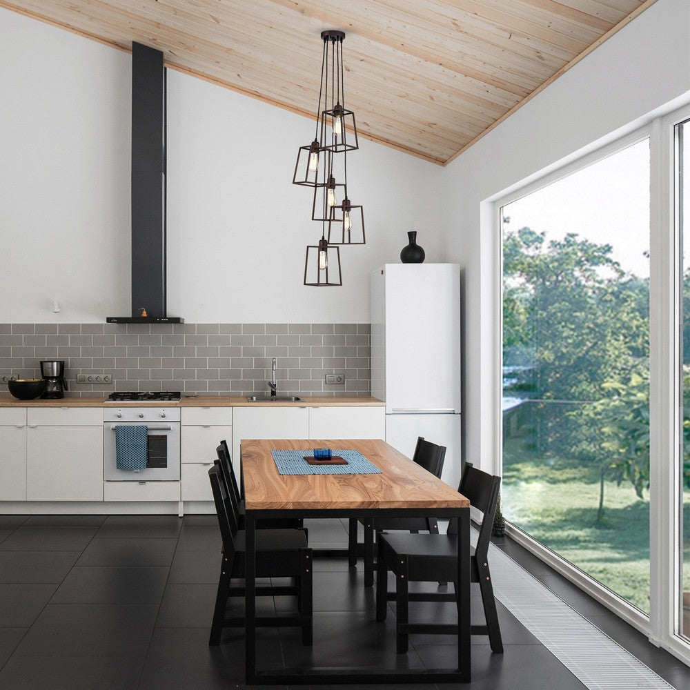 Chloe Lighting Ironclad Industrial 5 Light Oil Rubbed Bronze Large Pendant Ceiling Fixture 18’’ Wide CHL-CH2D014RB18-DP5