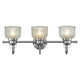 LUCIE Industrial-style 3 Light Chrome Finish Clear Prismatic Glass 25" Wide