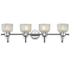 LUCIE Industrial-style 4 Light Chrome Finish Clear Prismatic Glass 34" Wide