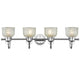 LUCIE Industrial-style 4 Light Chrome Finish Clear Prismatic Glass 34" Wide