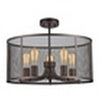 CHLOE Lighting LORRY Industrial 5 Light Rubbed Bronze Semi-flush 20" Wide